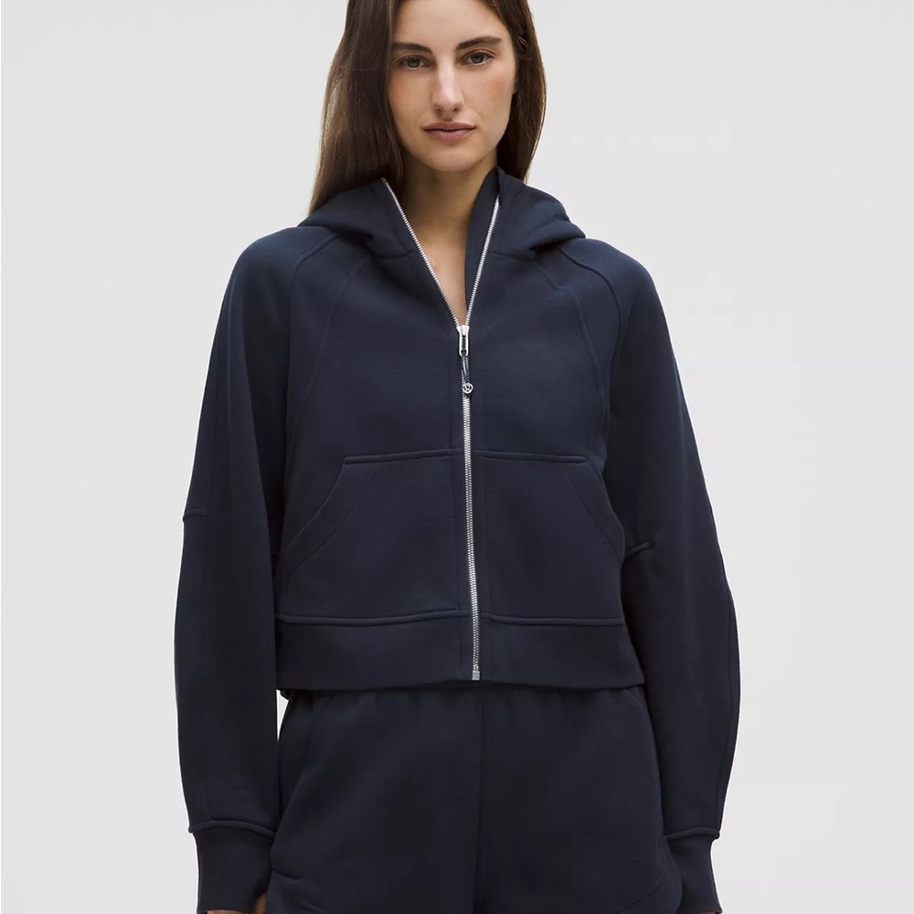 True Navy Mirror Silver Scuba Oversized Full-Zip Hoodie Lululemon - Picture 7 of 8